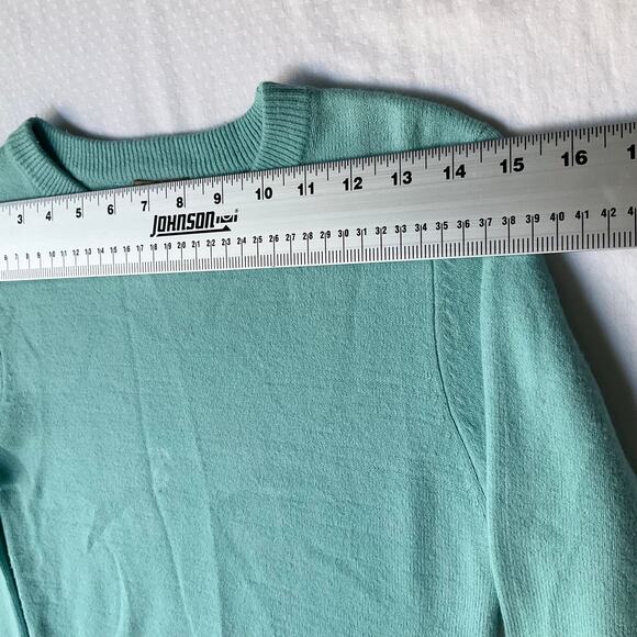 FOREVER 21 Women’s Long sleeve Screw Neck Knit Blouse size S, Teal Green - Picture 2 of 7